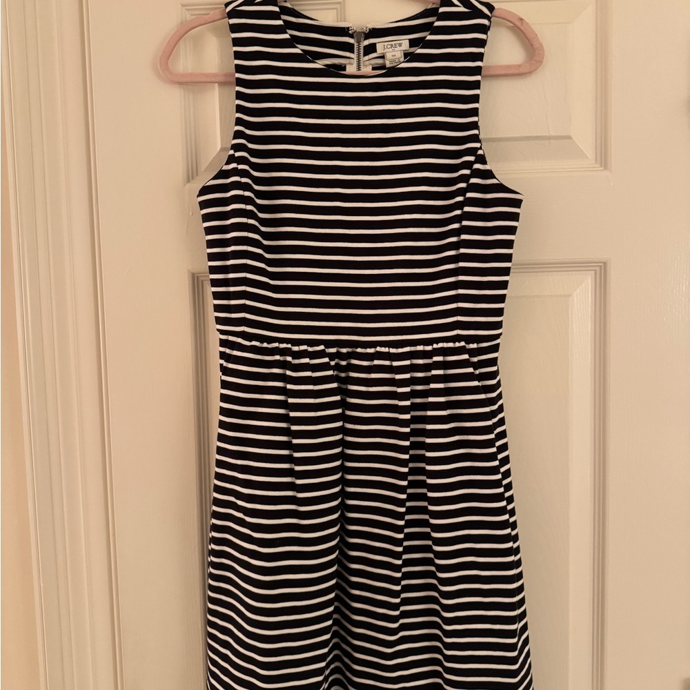 J. Crew Stripped Black and White fit & flare Dress, Size XS